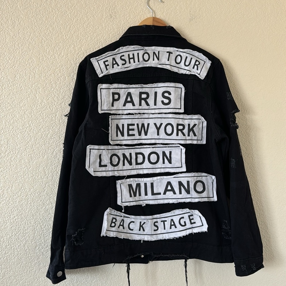 American Bazi Black Denim Jacket Size L